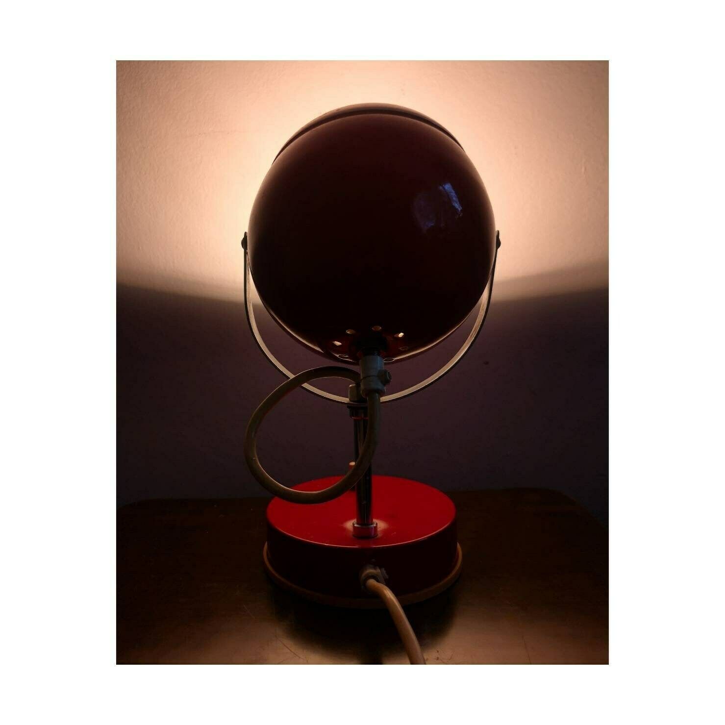 Pair Of Space Age Eyeball Table Lamps // Red Eyeball Lamps // Pair Of Red Table Lamps // Space Age Lamps // Made In Yugoslavia In 1970s photo vinterior