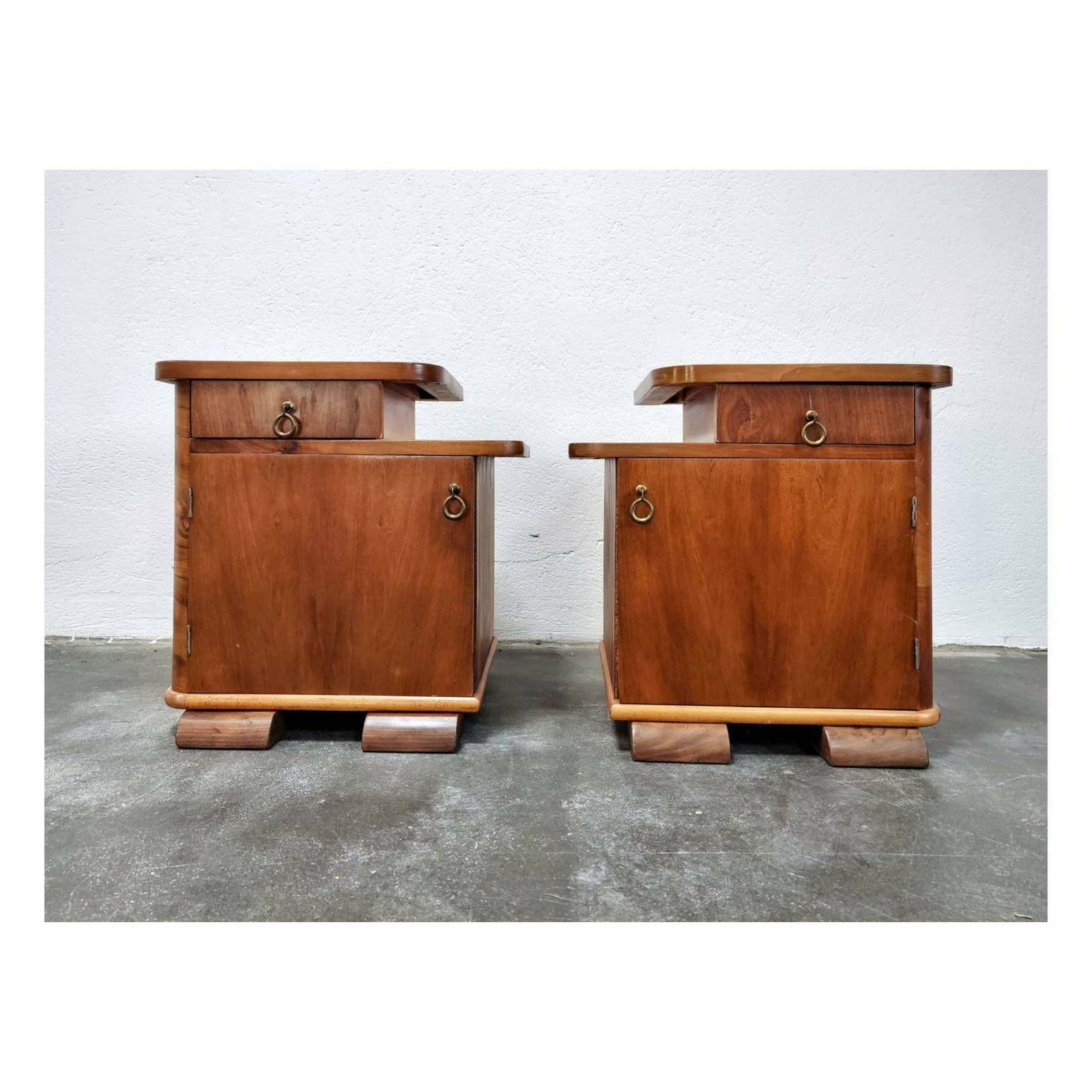 Pair Of Beautiful Art Deco Nightstands // Antique Bedside Tables // Pair Of Antique Bedside Cabinets // Made In Yugoslavia In 1930s