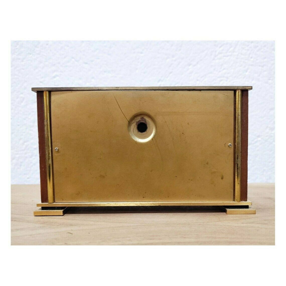 Hollywood Regency Bronze And Teak Table Clock // Vintage Kienzle Clock // Made In Germany In 1960s photo Home Decor