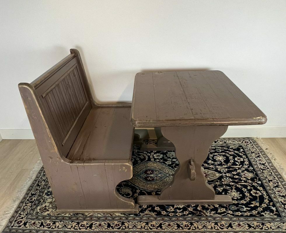 Brocante Set Of Table And Bench, 1960's photo furniture