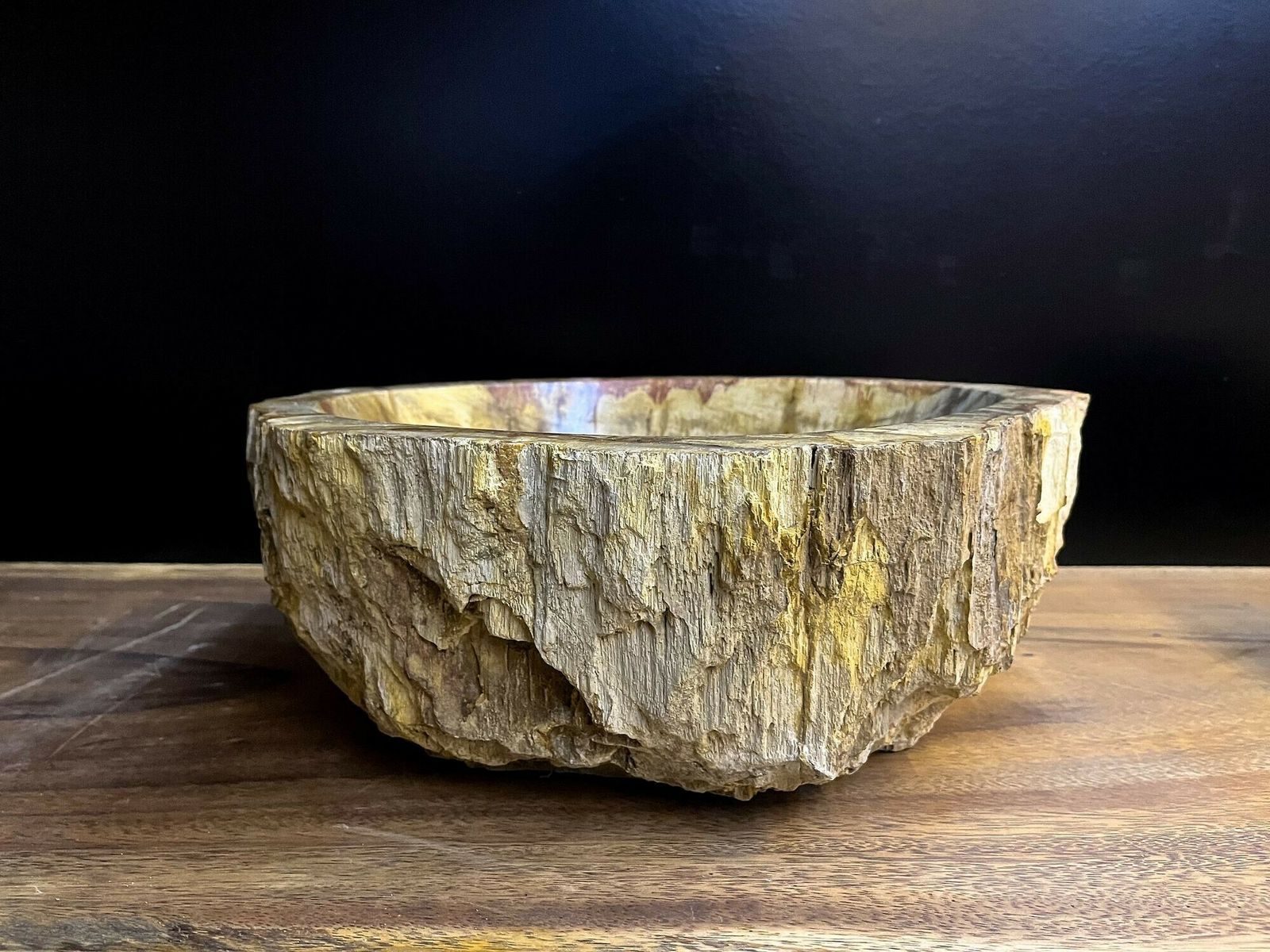 Petrified Wood Sink In Beige/ Brown/ Yellow Tones   Polished, Top Quality, Idn photo furniture