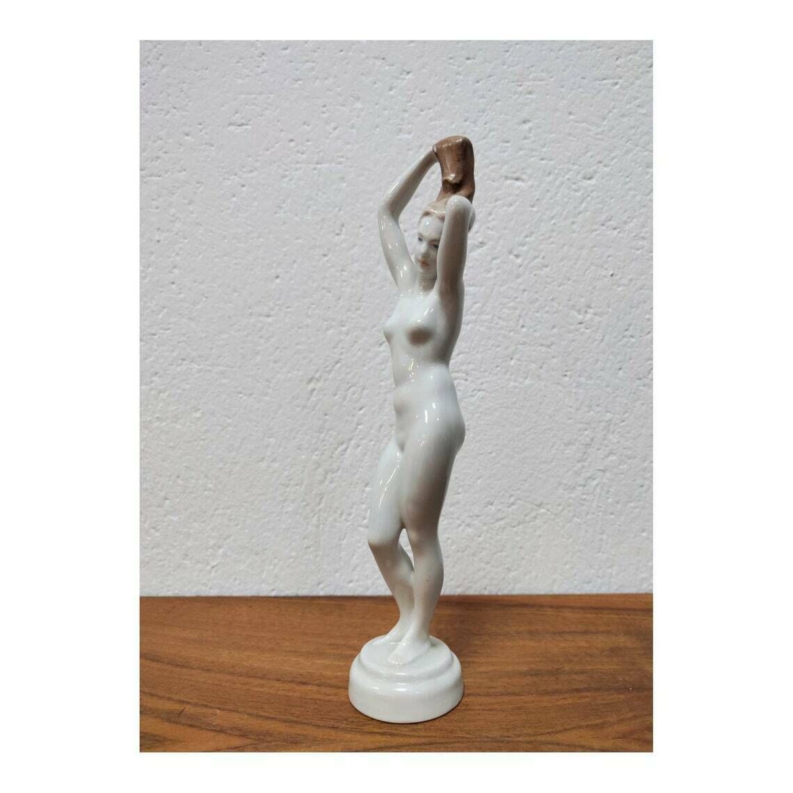 Art Deco Porcelain Figurine By Aquincum Budapest // Hungarian Royal Porcelain // Female Nude Figurine // Made In Hungary In 1950s photo furniture