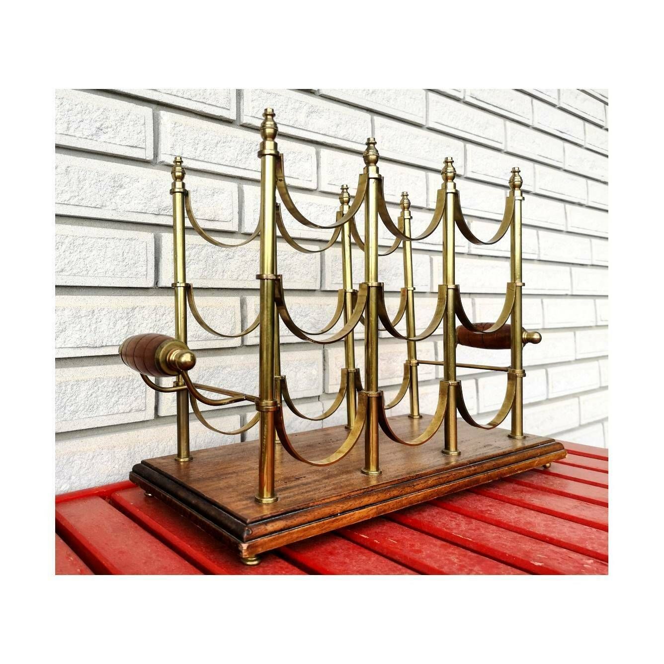 Mid Century Modern Wine Rack // Brass And Rose Wood Wine Rack // Vintage Wine Rack // Made In France In 1960s
