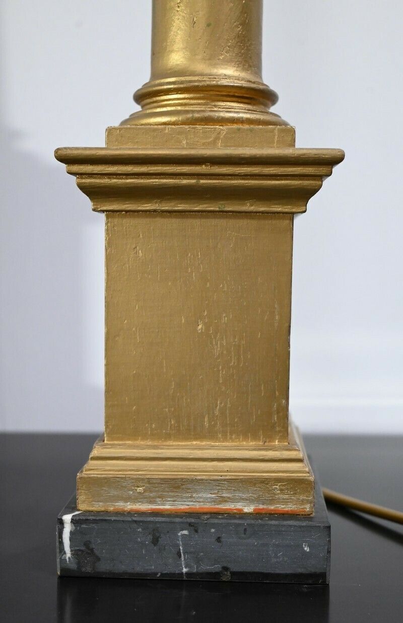 2008.5 Pair Of Golden Wood Candlesticks, Empire Style – Late 19th Century photo