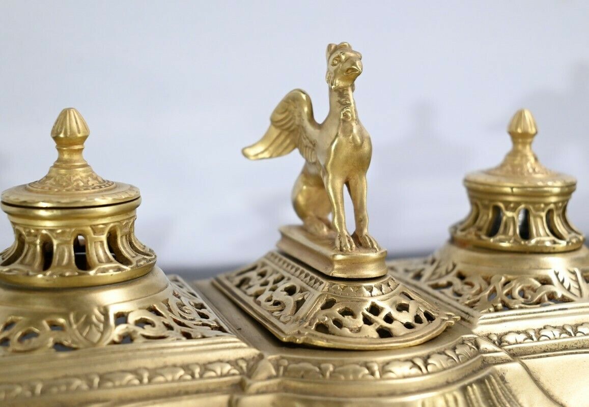 Gilt Bronze Inkwell – Late 19th Century photo vintage
