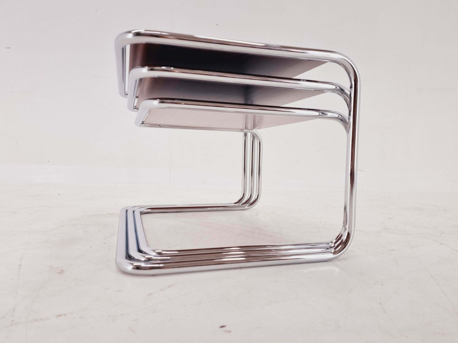 photo furniture Exclusive Rare Midcentury Nesting Tables, Cocobolo Palisandr And Chrome, 1950s.