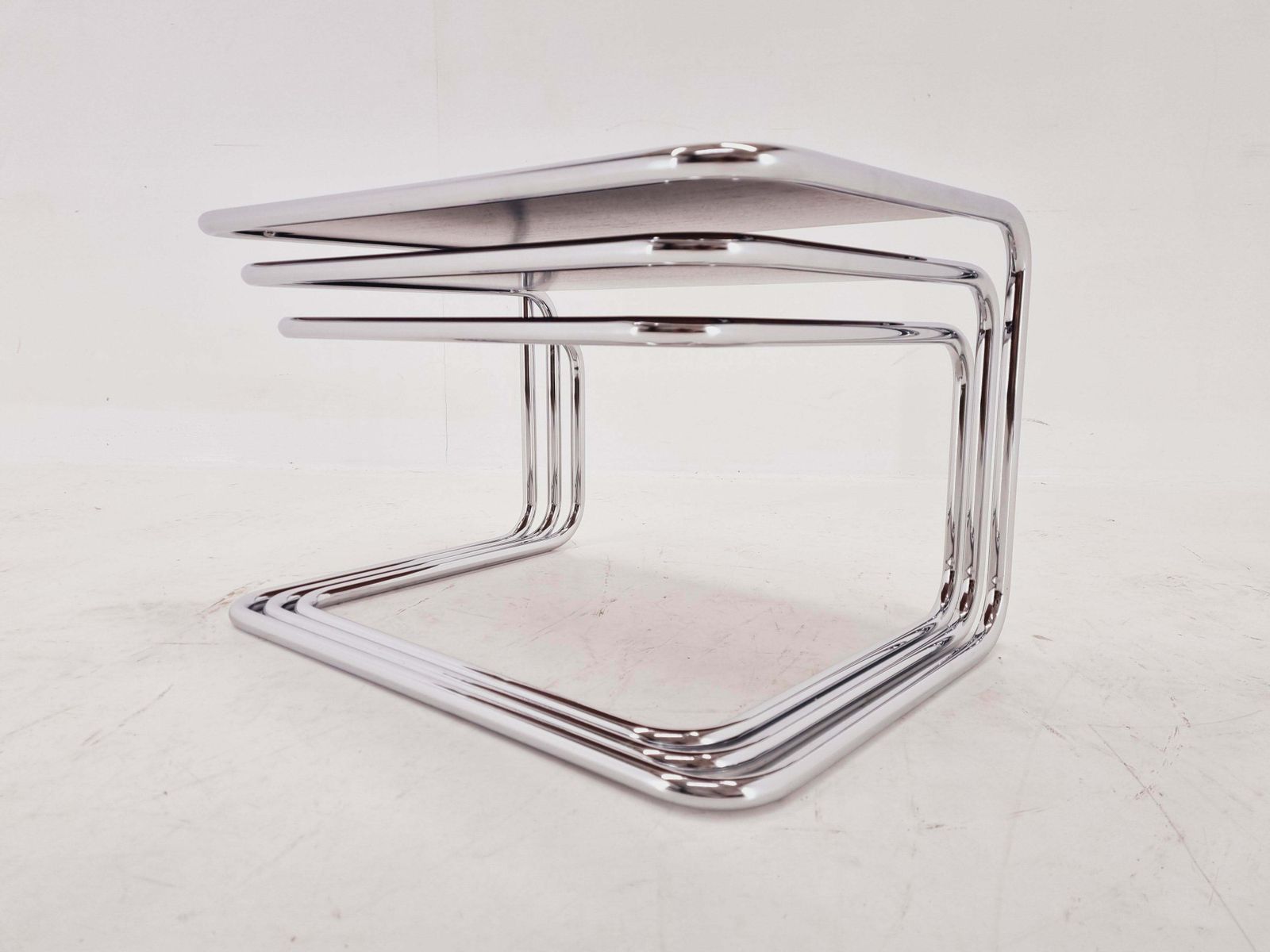 1415.0 Exclusive Rare Midcentury Nesting Tables, Cocobolo Palisandr And Chrome, 1950s. photo