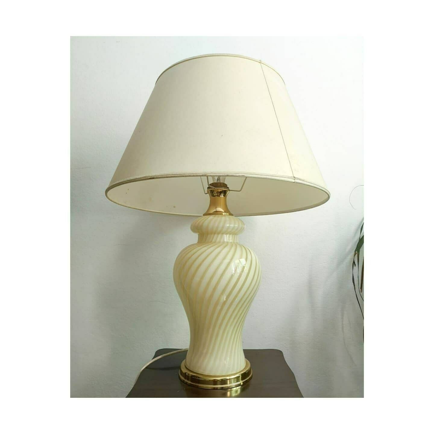 Paolo Venini Yellow Swirl Murano Glass Table Lamp // Murano Swirl Glass // Mid Century Modern Lamp // Made In Murano // Made In Italy 1960s photo for sale