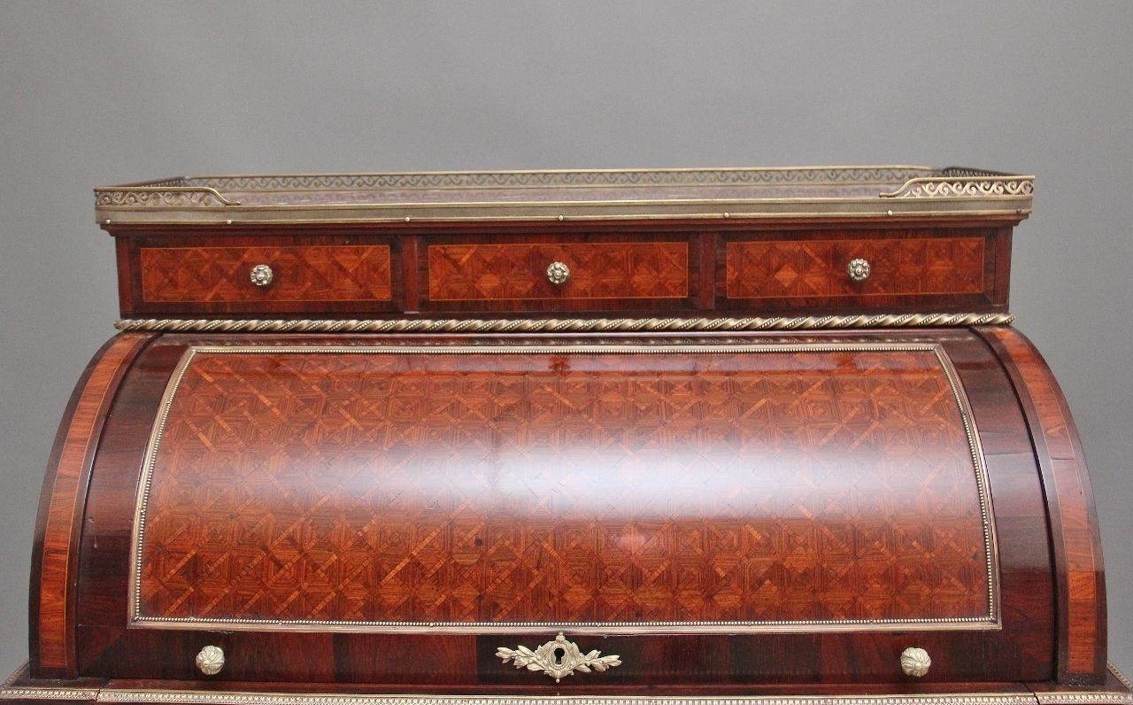 photo for sale 19th Century French Kingwood Cylinder Desk