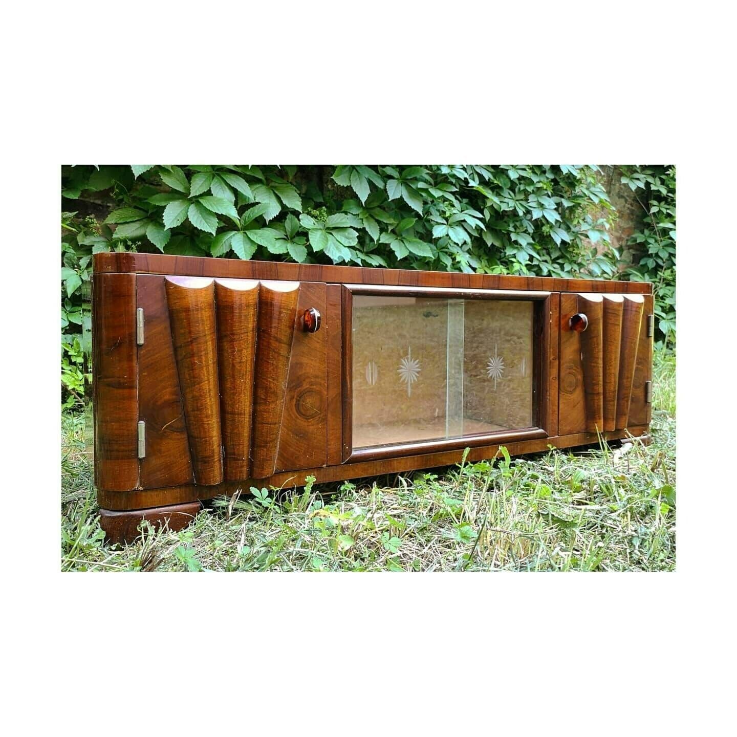 Low Art Deco Cabinet / Small Art Nouveau Credenza / Art Deco Display Cabinet / Antique Low Cabinet / Made In Yugoslavia / Art Deco Console photo furniture