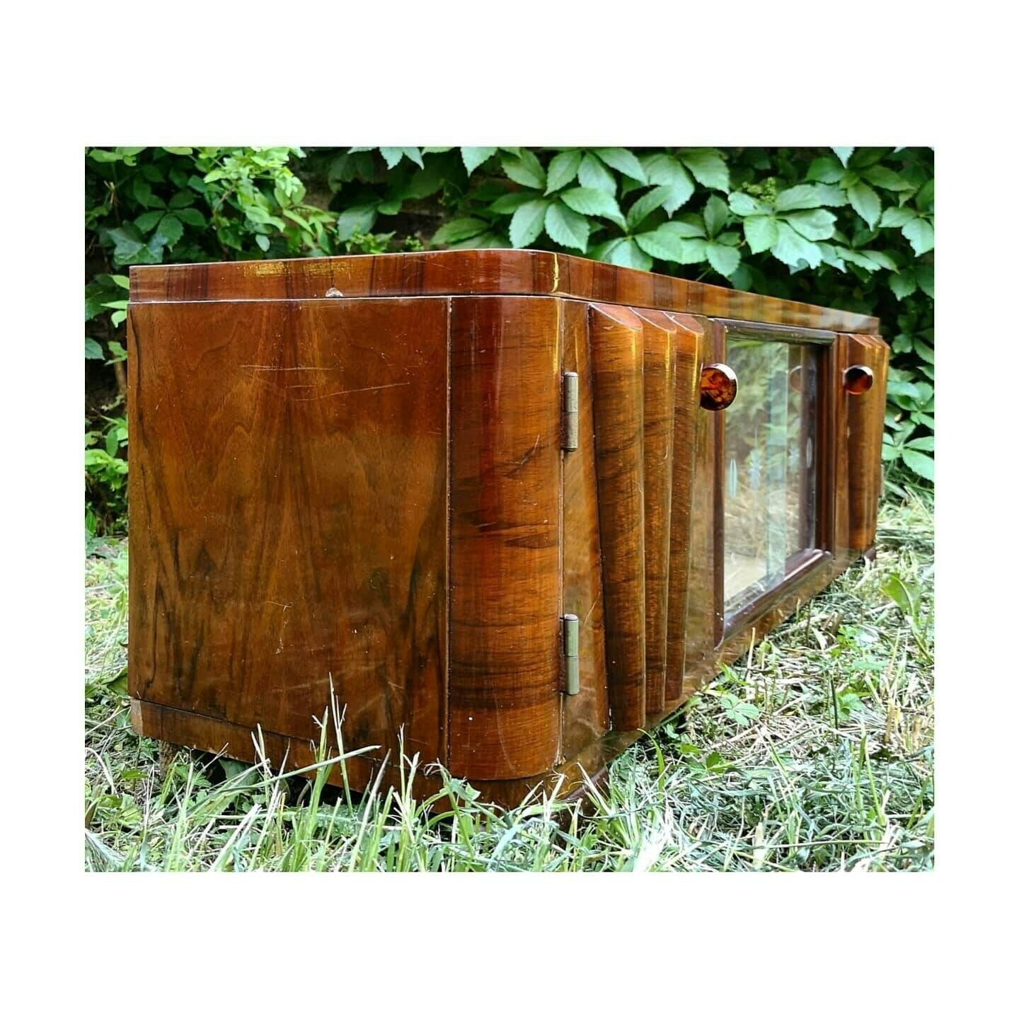 Low Art Deco Cabinet / Small Art Nouveau Credenza / Art Deco Display Cabinet / Antique Low Cabinet / Made In Yugoslavia / Art Deco Console photo vinterior
