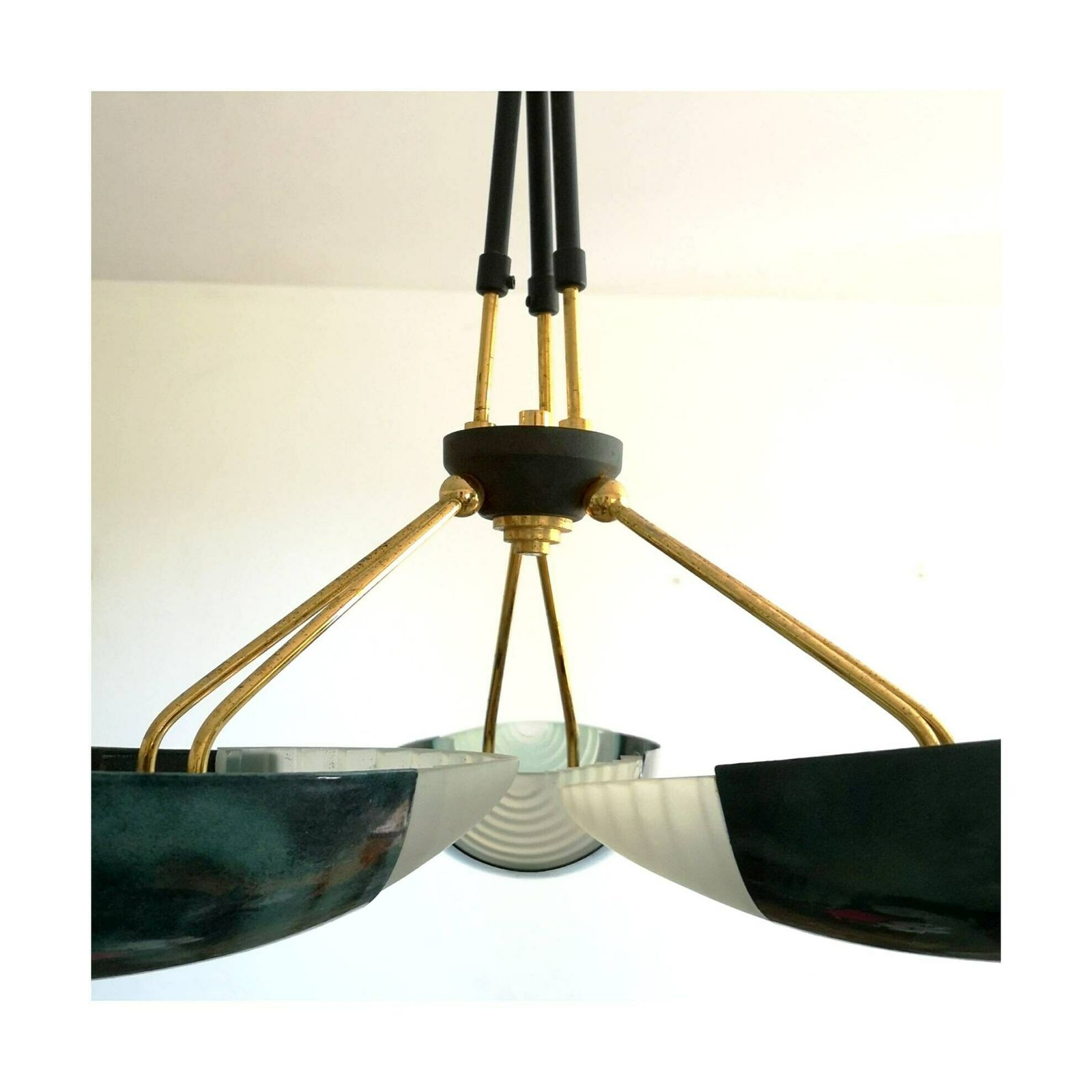 Gorgeous, Rare Mid Century Modern Chandelier // Brass And Steel Chandelier // High Ceiling Chandelier // Made In West Germany photo for sale