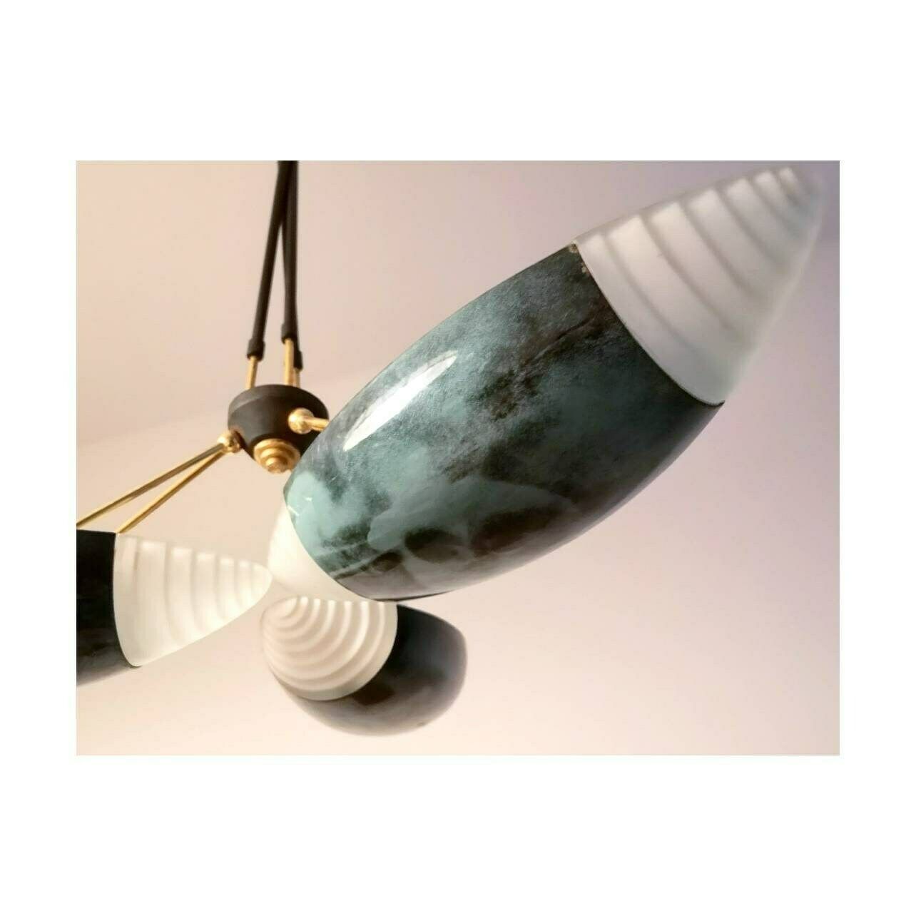 Gorgeous, Rare Mid Century Modern Chandelier // Brass And Steel Chandelier // High Ceiling Chandelier // Made In West Germany photo Lighting