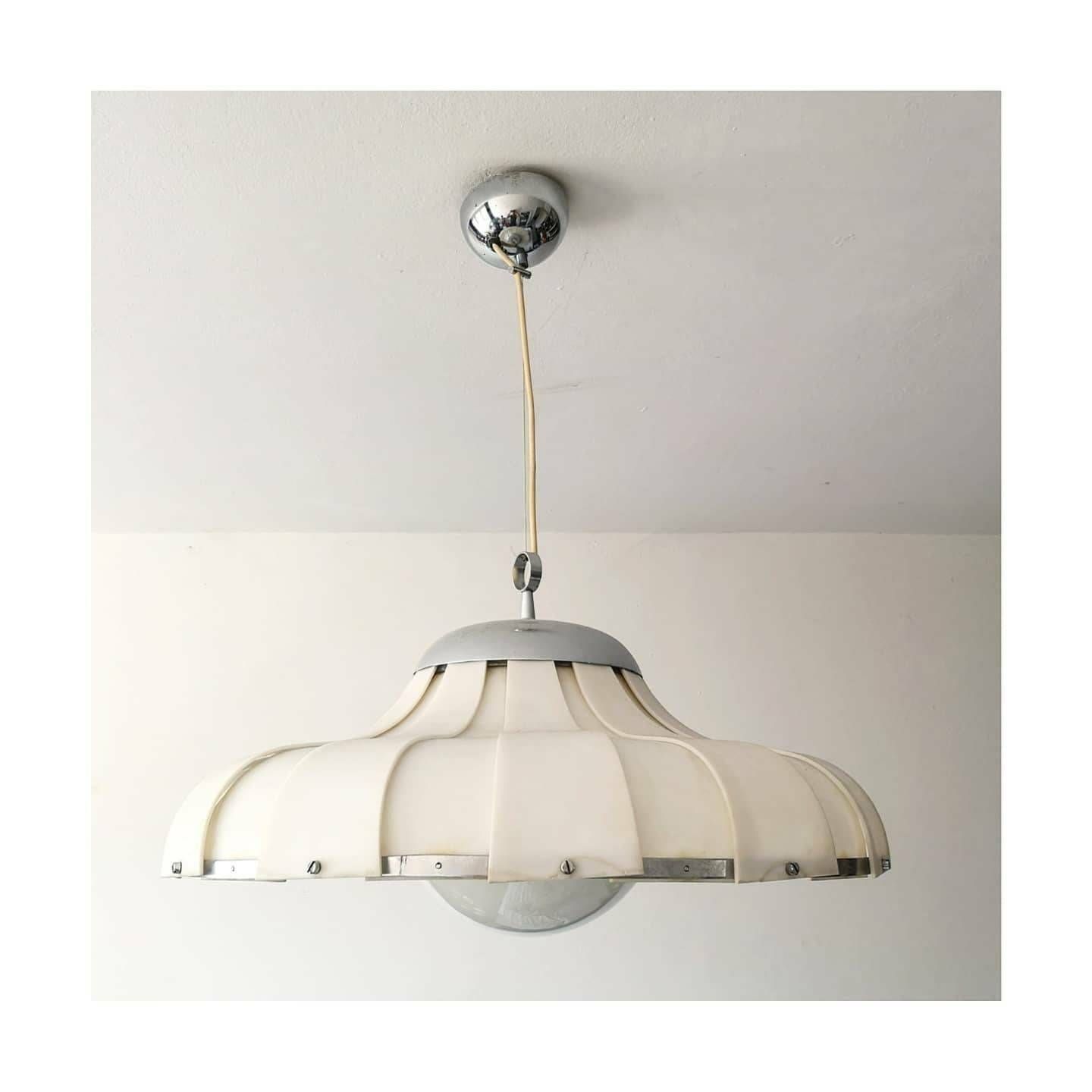 1970s Space Age Pendant Light By Meblo Guzzini Cooperation // Large Space Age Chandelier // Made In Yugoslavia