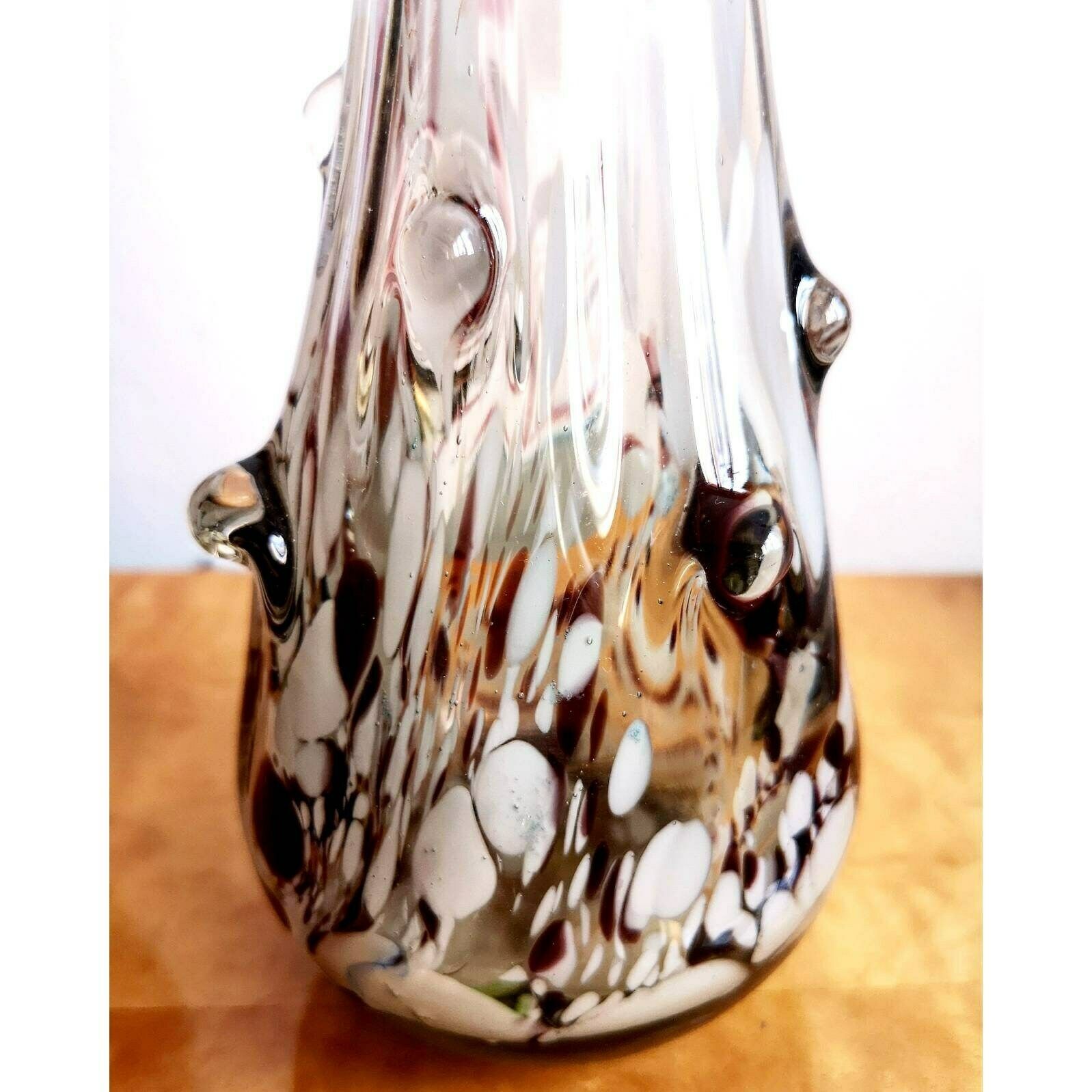 Thick Glass Sculptural Vase // Murano Glass Thick Artistic Vase // Mid Century Modern Fused Colour Vase Made In Yugoslavia photo vinterior