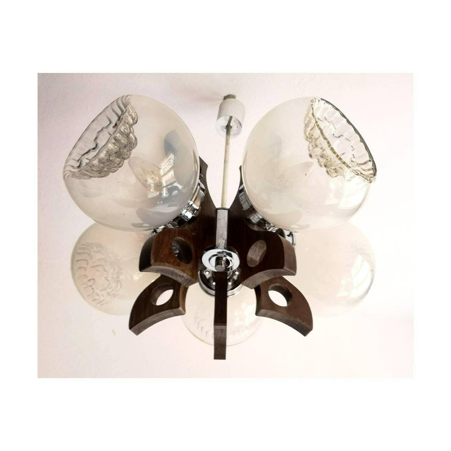 1970s Sculptural Mid Century Chandelier With Five Mazzega Murano Glass Pendants // Massive Mid Century Modern Chandelier // Butterfly Wings photo 342.0