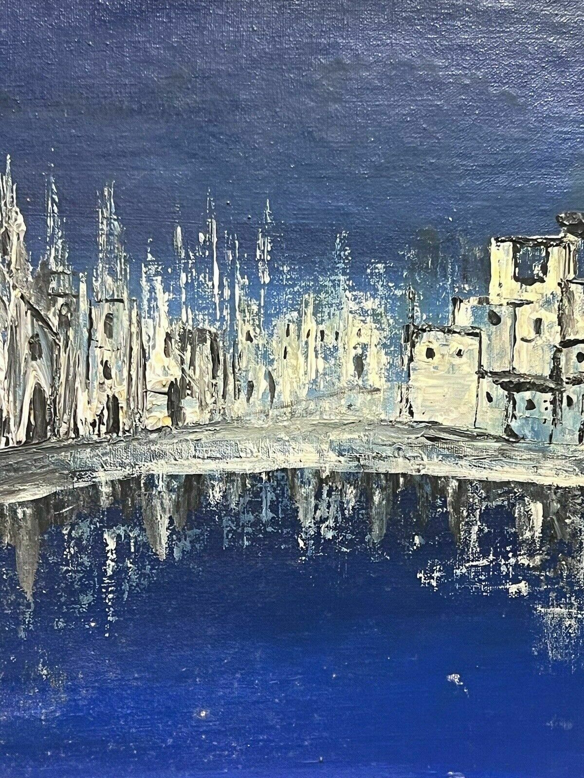Italian Abstract Impressionist Architectural Night Lit View By P Venditti photo vintage