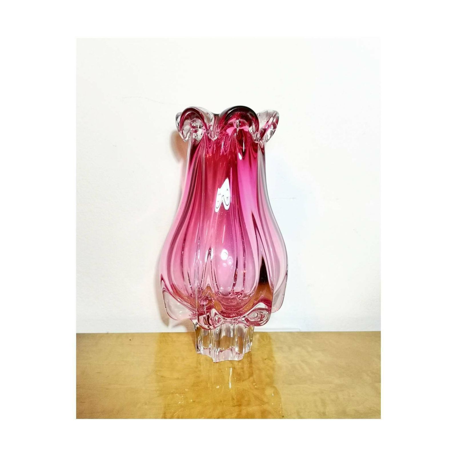 Crenberry Vase By Josef Hospodka // Large, Handmade, Vintage Murano Vase Shaped As A Rosebud // Made In Czechoslovakia photo furniture