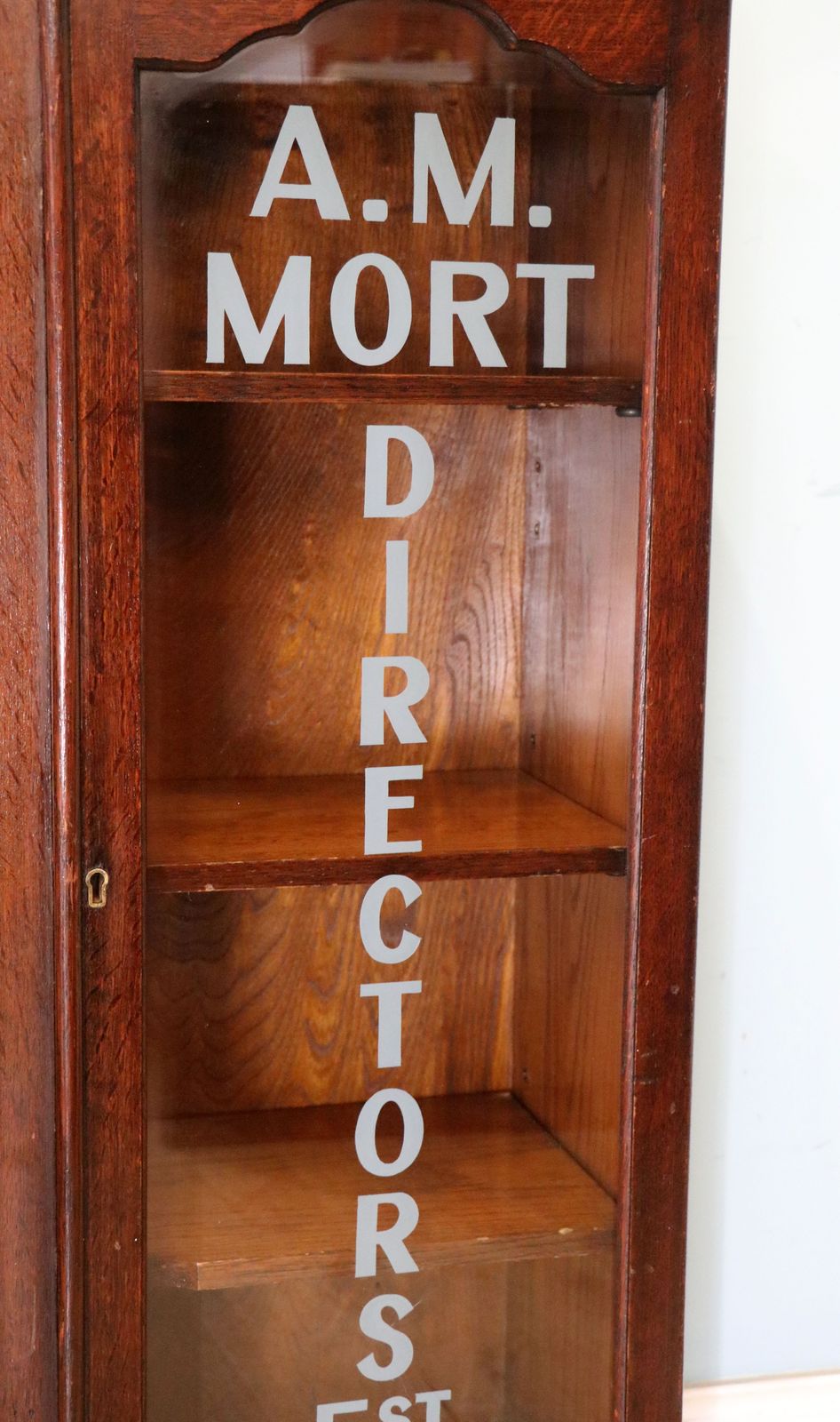 A Lovely Art Deco Styled Cabinet Sign Written With The Details Of A Funeral Directors. photo buy