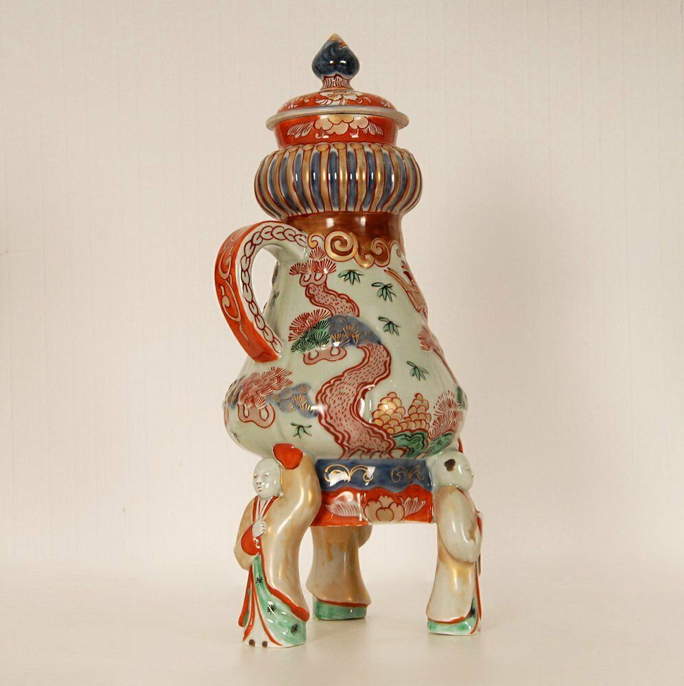 Antique Japanese Ceramic Coffee Pot In Porcelain Arita By Samson Paris, 1600s photo for sale
