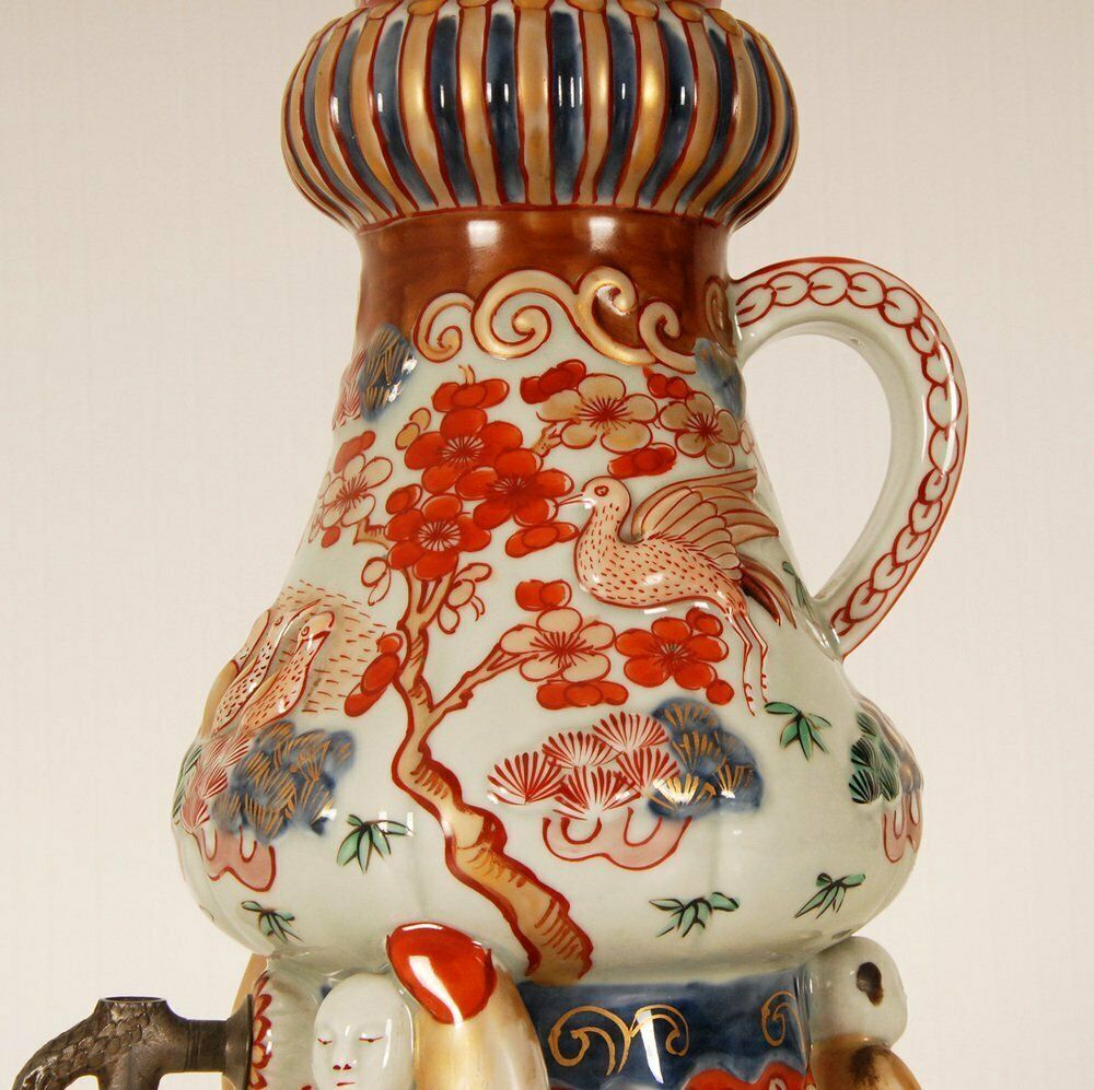 Antique Japanese Ceramic Coffee Pot In Porcelain Arita By Samson Paris, 1600s photo vintage