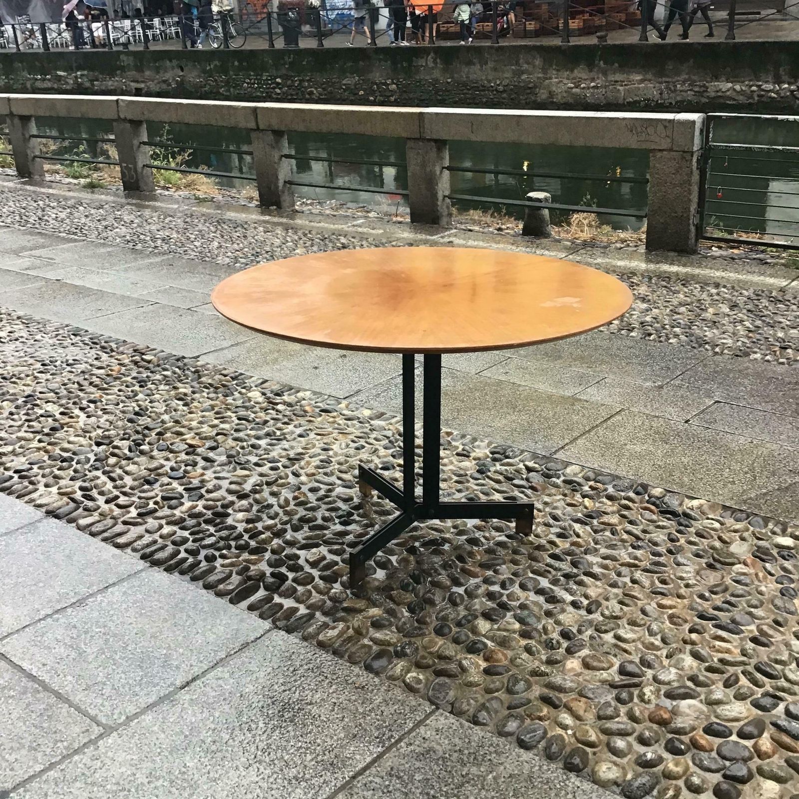 Ignazio Gardella Dining Table Brass Iron Wood, 1950, Italy