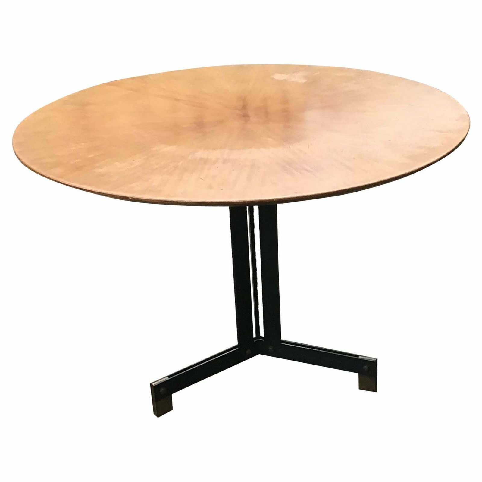 Ignazio Gardella Dining Table Brass Iron Wood, 1950, Italy photo vinterior