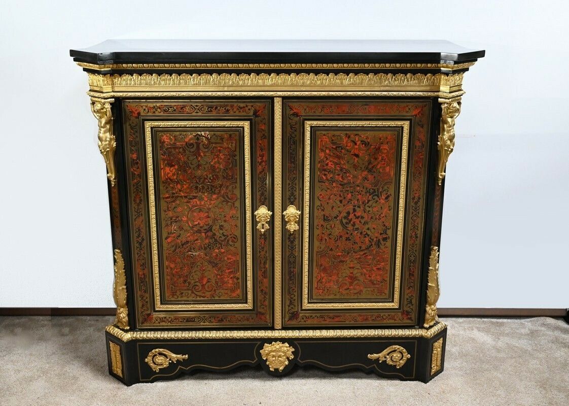 Blackened Pear Wood Support Unit, Boulle Spirit, Napoleon III Period – Mid 19th Century