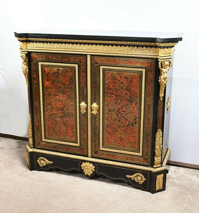 Blackened Pear Wood Support Unit, Boulle Spirit, Napoleon III Period – Mid 19th Century photo for sale