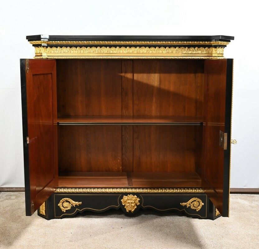 Blackened Pear Wood Support Unit, Boulle Spirit, Napoleon III Period – Mid 19th Century photo Furniture