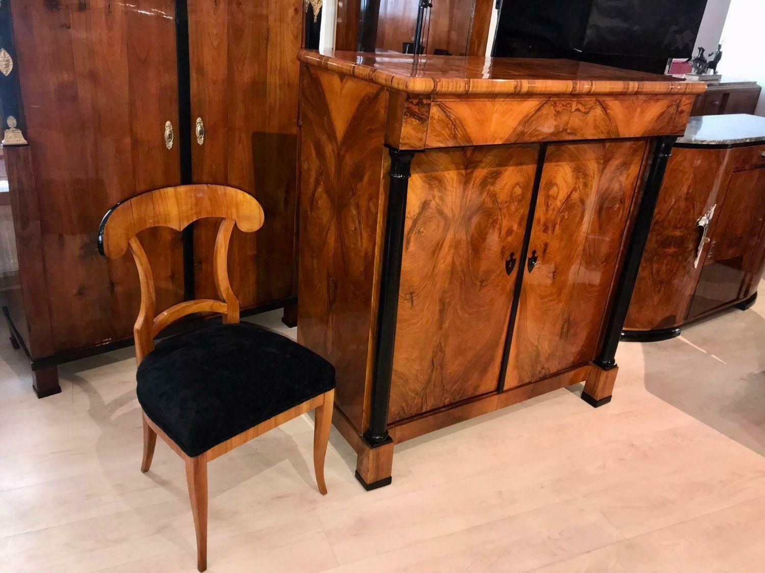 Large Biedermeier Half Cabinet, Walnut And Ebonised, South Germany, Circa 1820 photo for sale