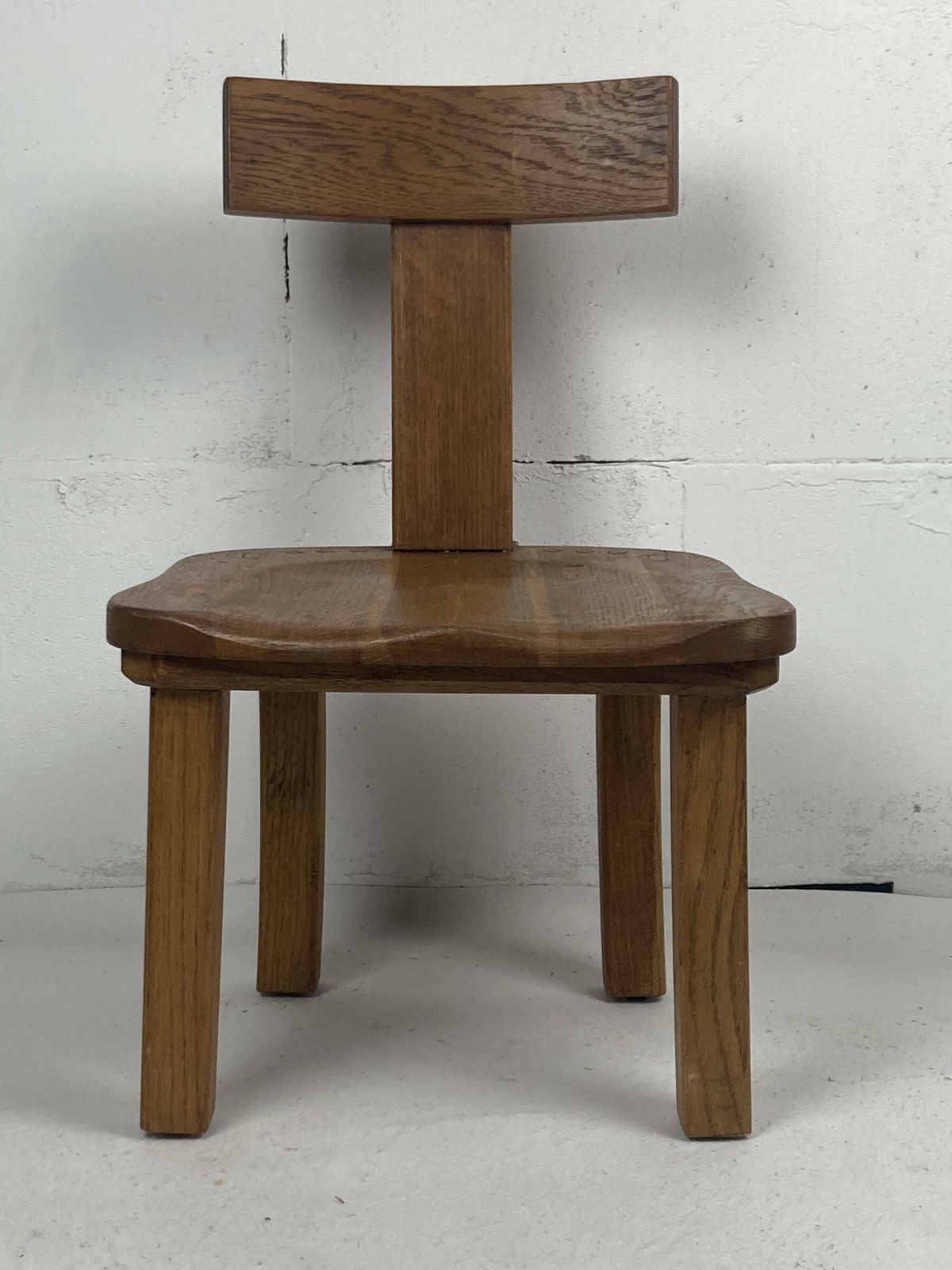 Brutalist Oak Low Chair Or Children's Chair, Dutch 1970s photo for sale