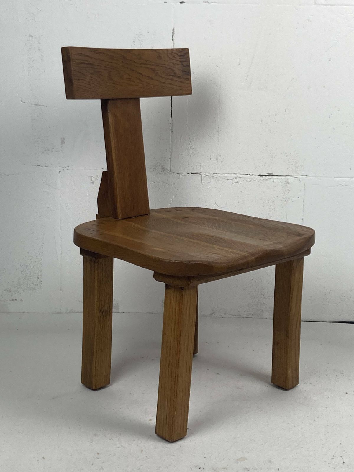 Brutalist Oak Low Chair Or Children's Chair, Dutch 1970s
