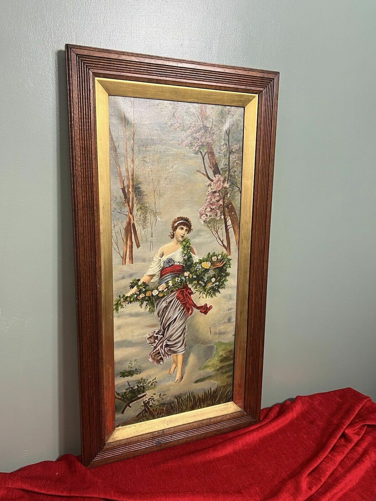 photo buy Austrian Viennese Winter Landscape With Enchanting Woman Holding Floral Garland
