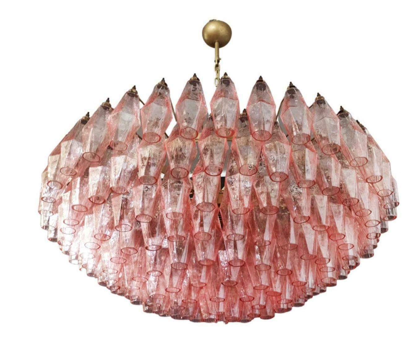 Charming Murano Glass Chandelier   185 Pink Poliedri