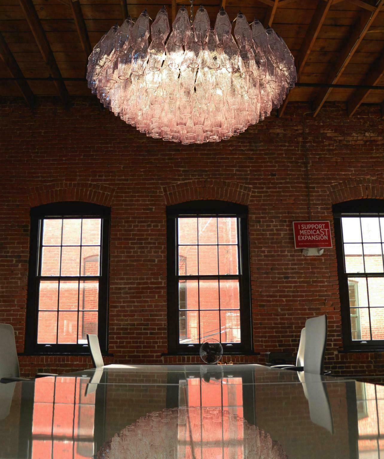 Charming Murano Glass Chandelier   185 Pink Poliedri photo Lighting