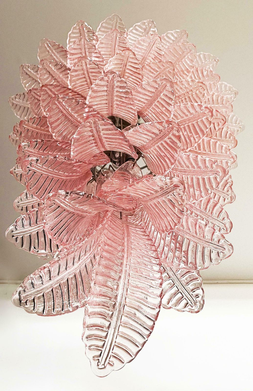 4156.0 Majestic Italian Murano Felci Glass Spiral Chandelier   83 Pink Glasses photo