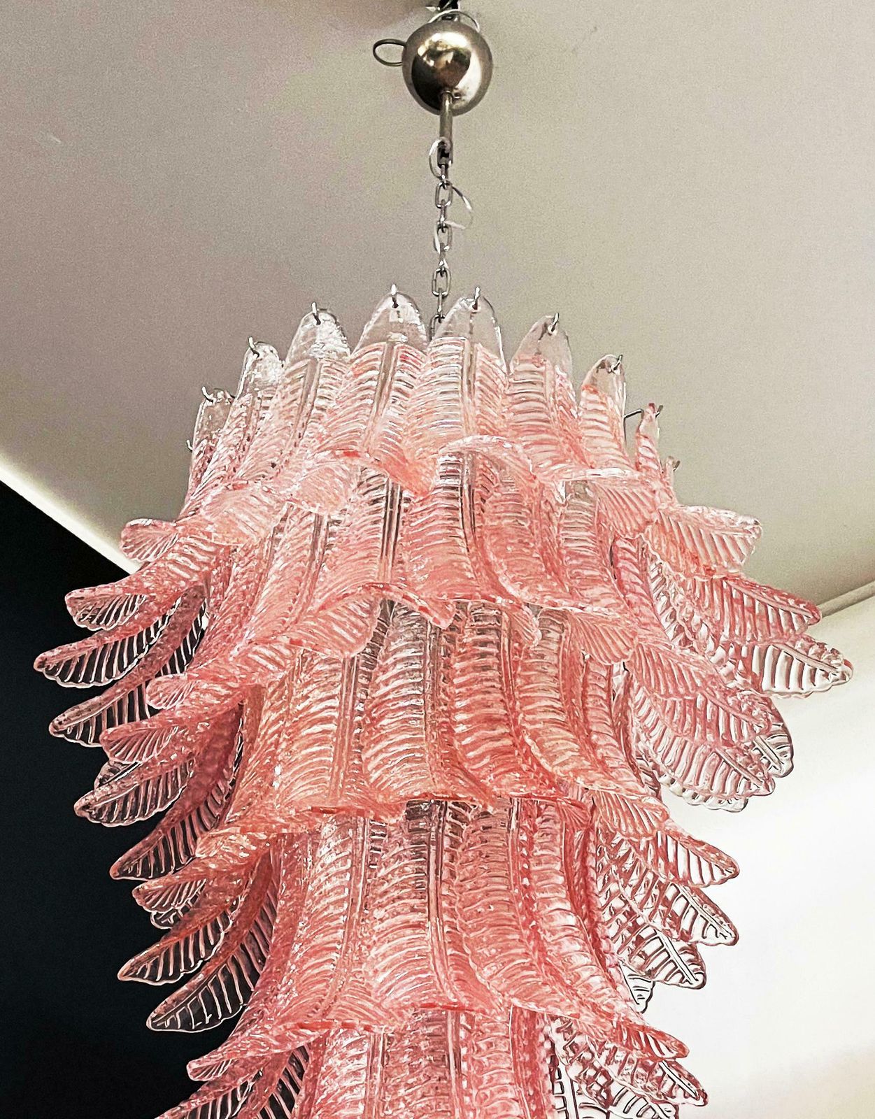 photo vintage Majestic Italian Murano Felci Glass Spiral Chandelier   83 Pink Glasses
