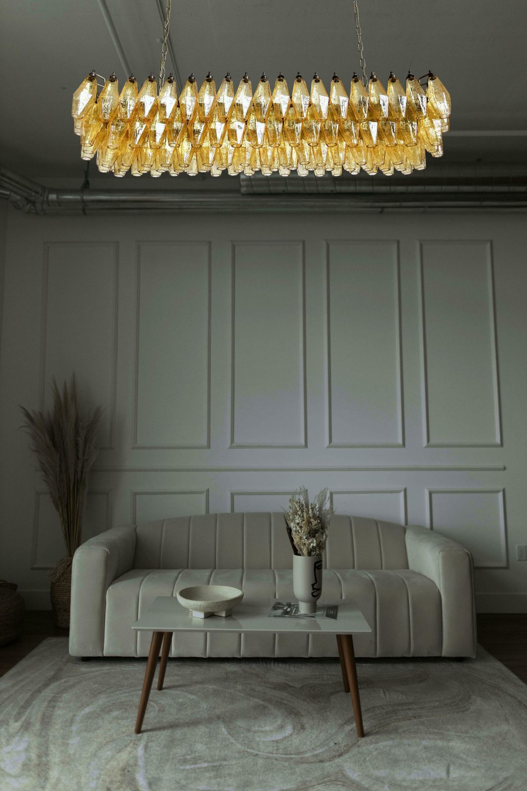 Gorgeous Murano Poliedri Chandelier   Carlo Scarpa Style   138 Amber Glasses photo buy