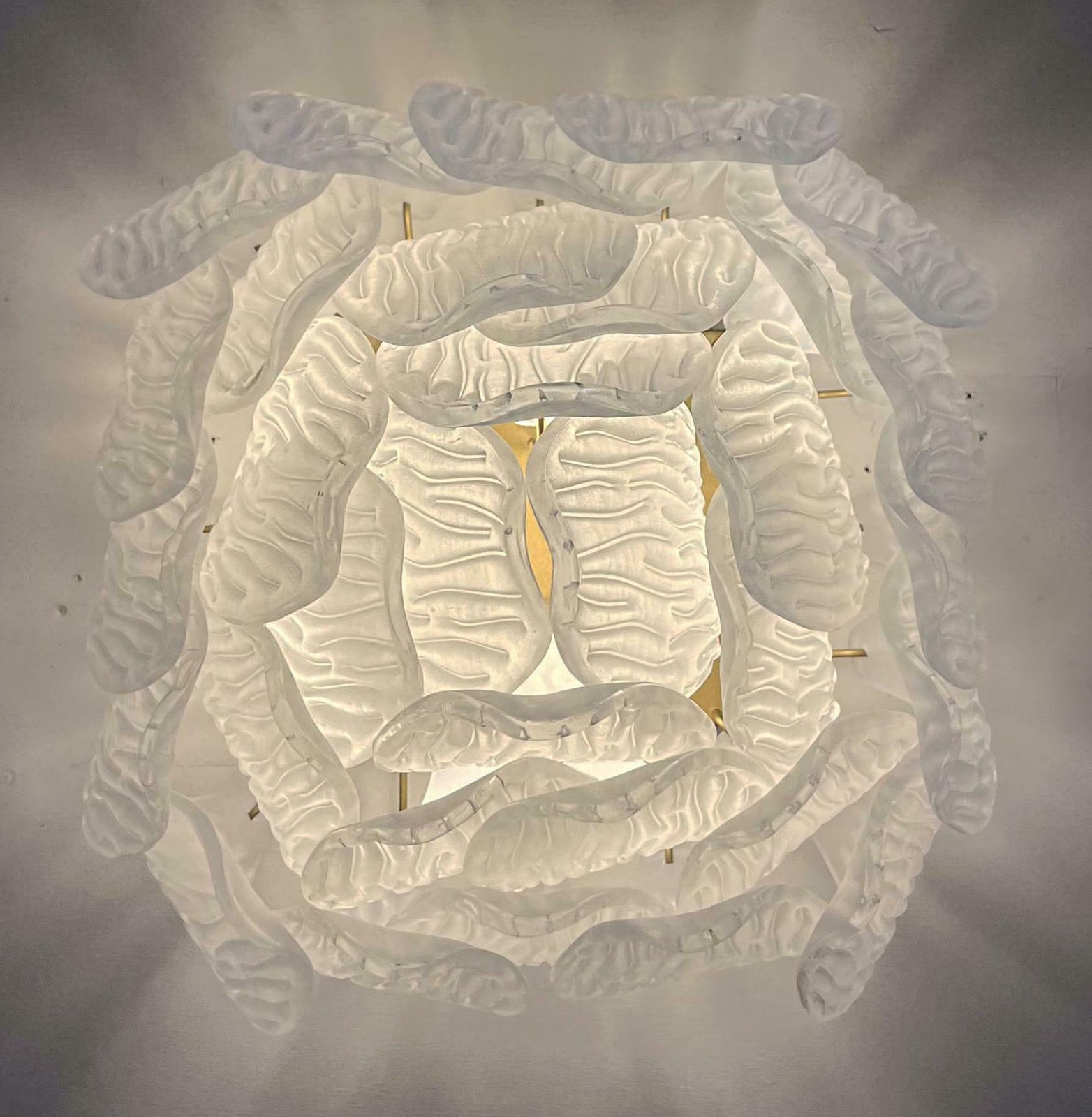 Wonderful Murano Ceiling Lamp   Frosted Carved Glass Leaves Us$1,525.04per Item photo 1108.0