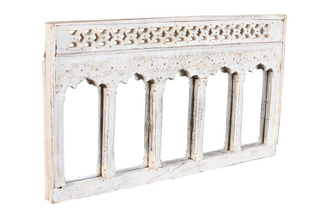 Antique Indian Teak Wood Moghul Style Mirror