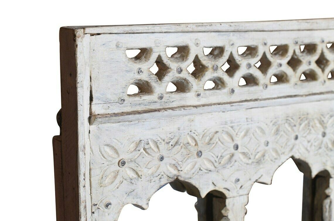 Antique Indian Teak Wood Moghul Style Mirror photo for sale