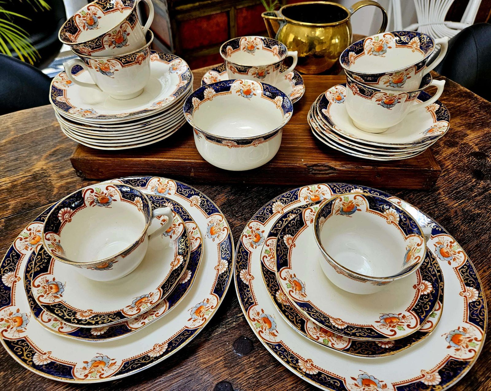 Extraordinary And Very Rare, 30 Piece Antique Tea Set In Woods Ivoreen China photo Home Decor