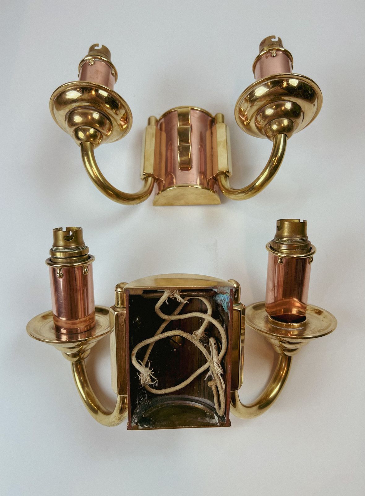 Set Of 2 Copper And Brass Wall Lamps, France – Set Of 2 Copper And Brass Wall Lamps, France photo 176.67