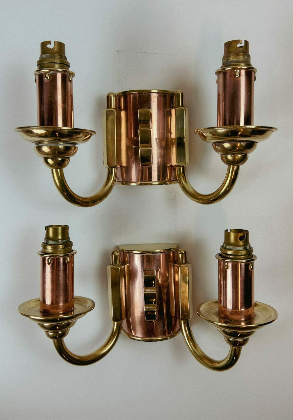 176.67 Set Of 2 Copper And Brass Wall Lamps, France – Set Of 2 Copper And Brass Wall Lamps, France photo