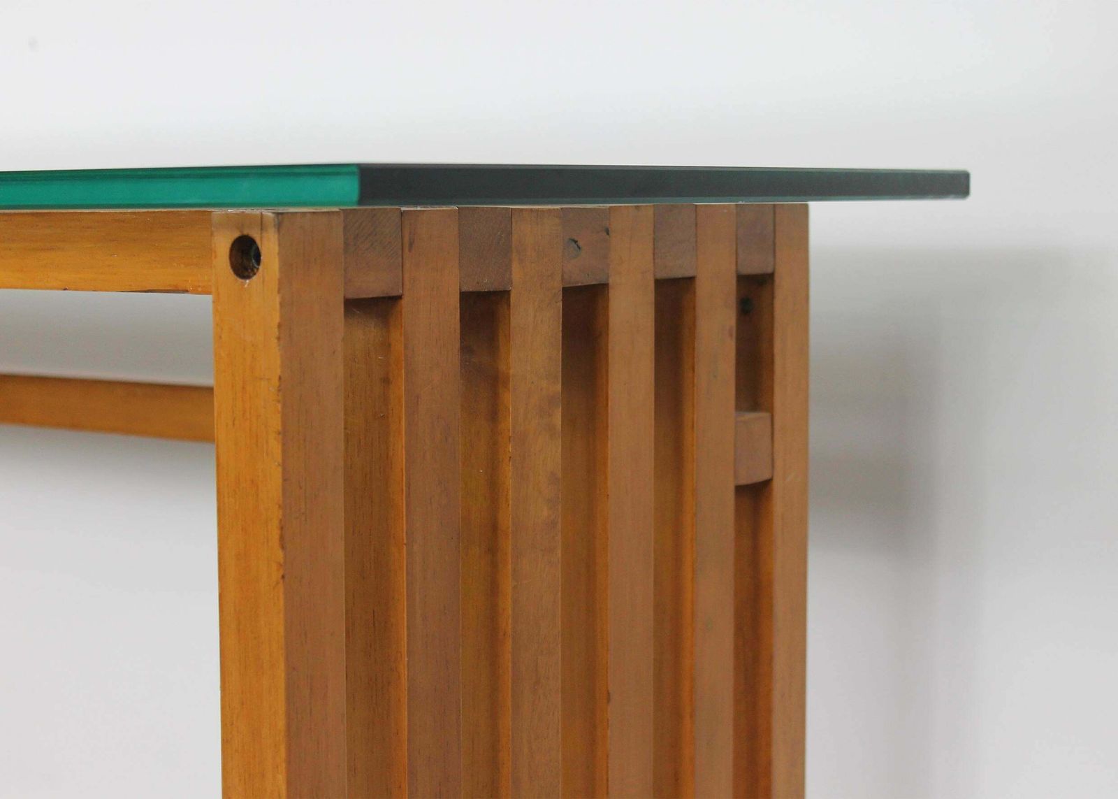 Lella & Massimo Vignelli Ara Console Table In Wood And Glass Driade 1974 Italy photo vintage
