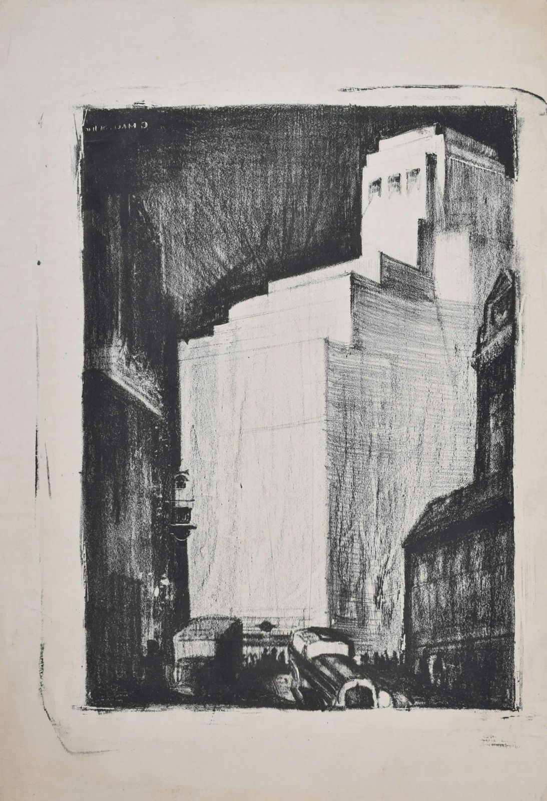 Gerald Mac Spink (Flourished 1920 – 1940) Art Deco City Scene With Engine Car photo vinterior
