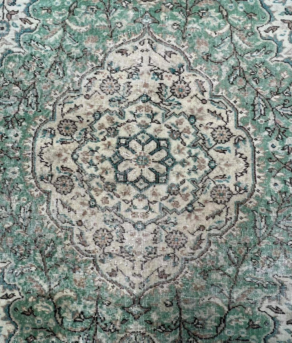Green Vintage Yuruk Carpet 220 X 113 Cm, 1960's photo Textiles
