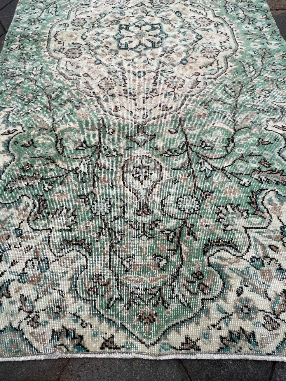 Green Vintage Yuruk Carpet 220 X 113 Cm, 1960's photo 278.46