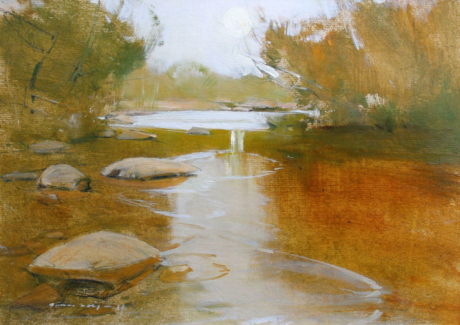 Janis Osis River At Skulte. 1981., Cardboard, Oil,  1981